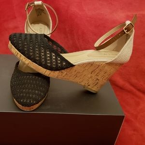 Apt. 9 Jacques/ Black cork wedge sandals